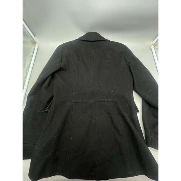 jones new York pea coat black button up collar foe pocket wool blend size 4 READ - Picture 5 of 8